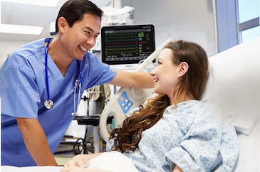 patient monitor and nurse with patient